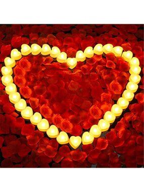 Rose Petals LED Tea Light Candles Romantic Wedding Valentine Anniversary Set